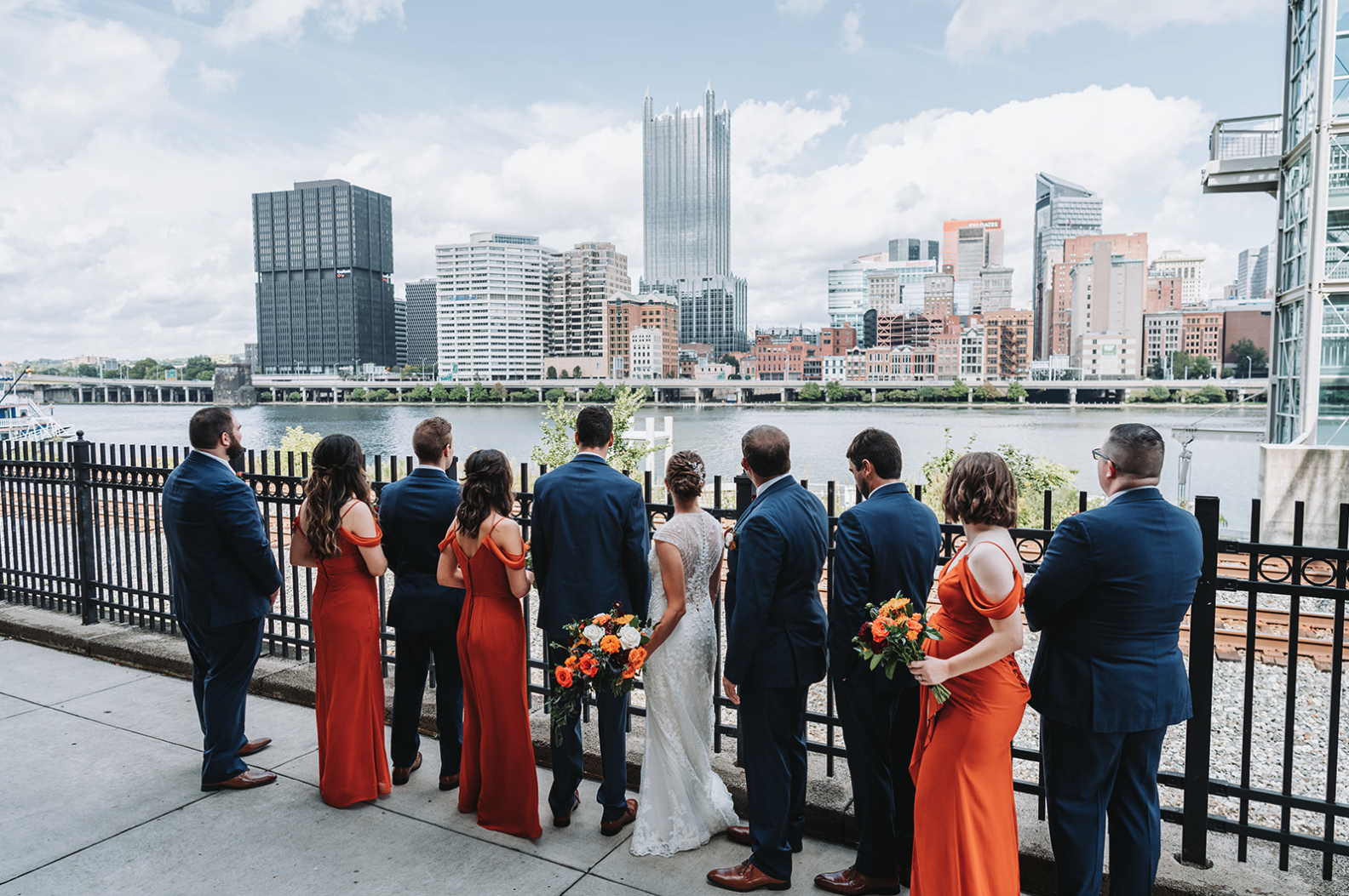 Sheraton at Station Square Pittsburgh wedding bridal party.