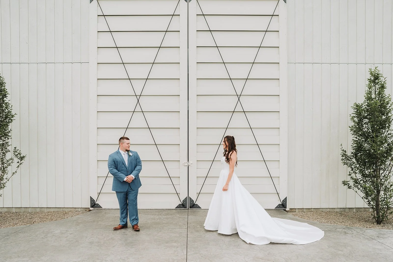 Couple sharing a first look and private vows at Tuck'd Inn Farm wedding in Cooksburg PA.
