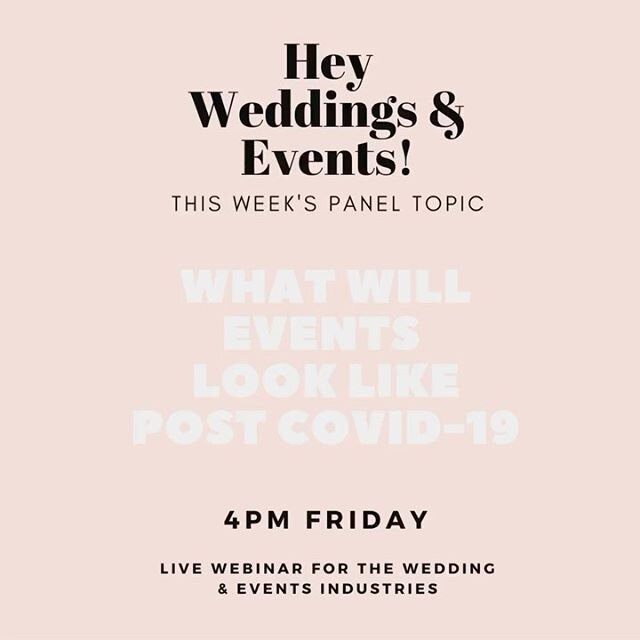 Woah! Weddinar is just getting better and better! Swipe across and check out this week&rsquo;s amazing panel who will be joining me for a wine tomorrow at 4pm.
REGISTER AT LINK IN BIO
✨✨✨✨✨
This weeks topic - What will events look like post covid-19?