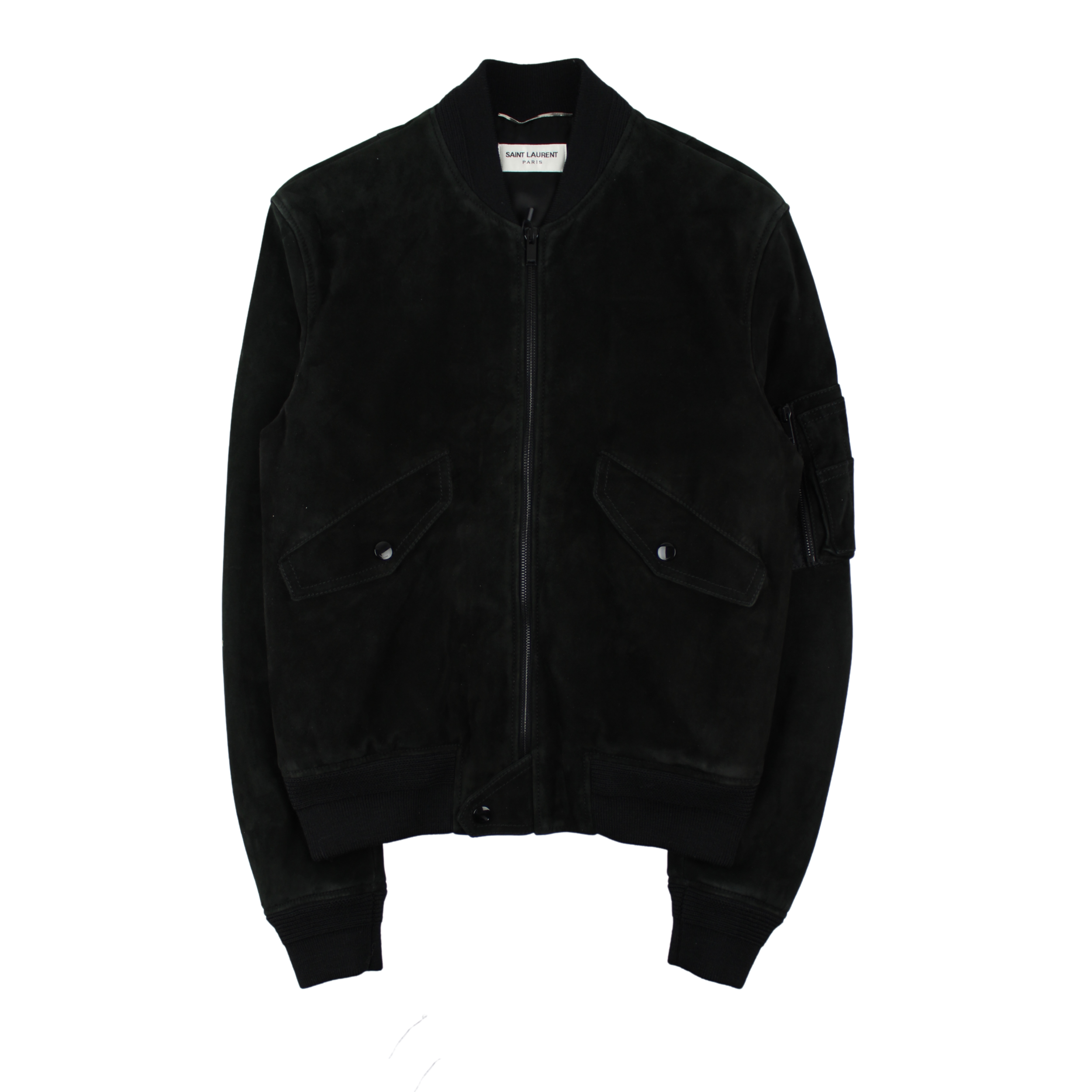 black suede bomber
