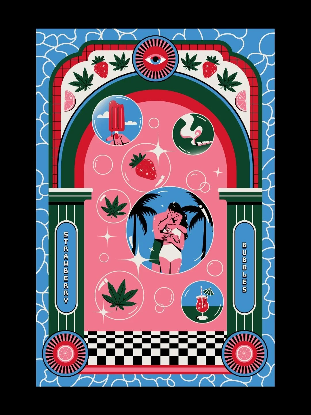 Another throwback project! Poster design representing the cannabis strain Strawberry Bubbles for @properbrands 

Strawberry Bubbles has a &ldquo;bright, fruity, and sour candy flavor profile with notes of berry and citrus&rdquo;. 

#posterdesigner #p