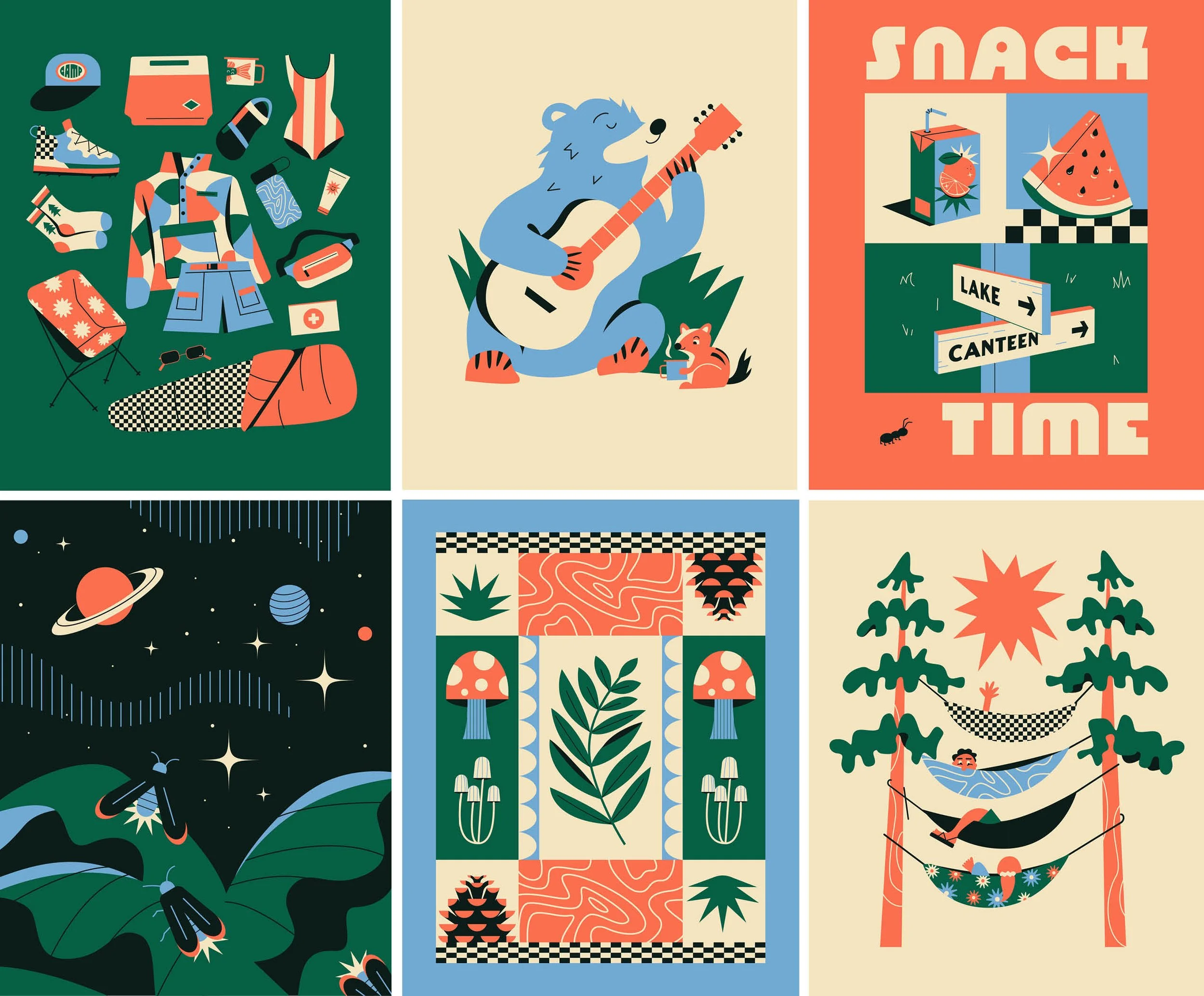 Summer camp illustrations