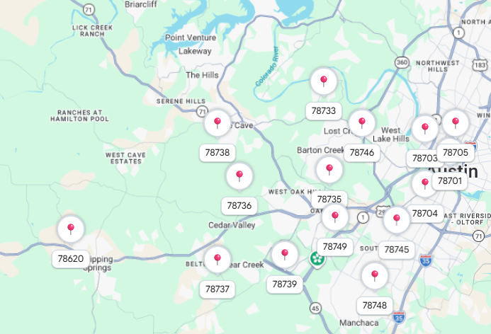 Our Pickup + Delivery Service Areas Map
