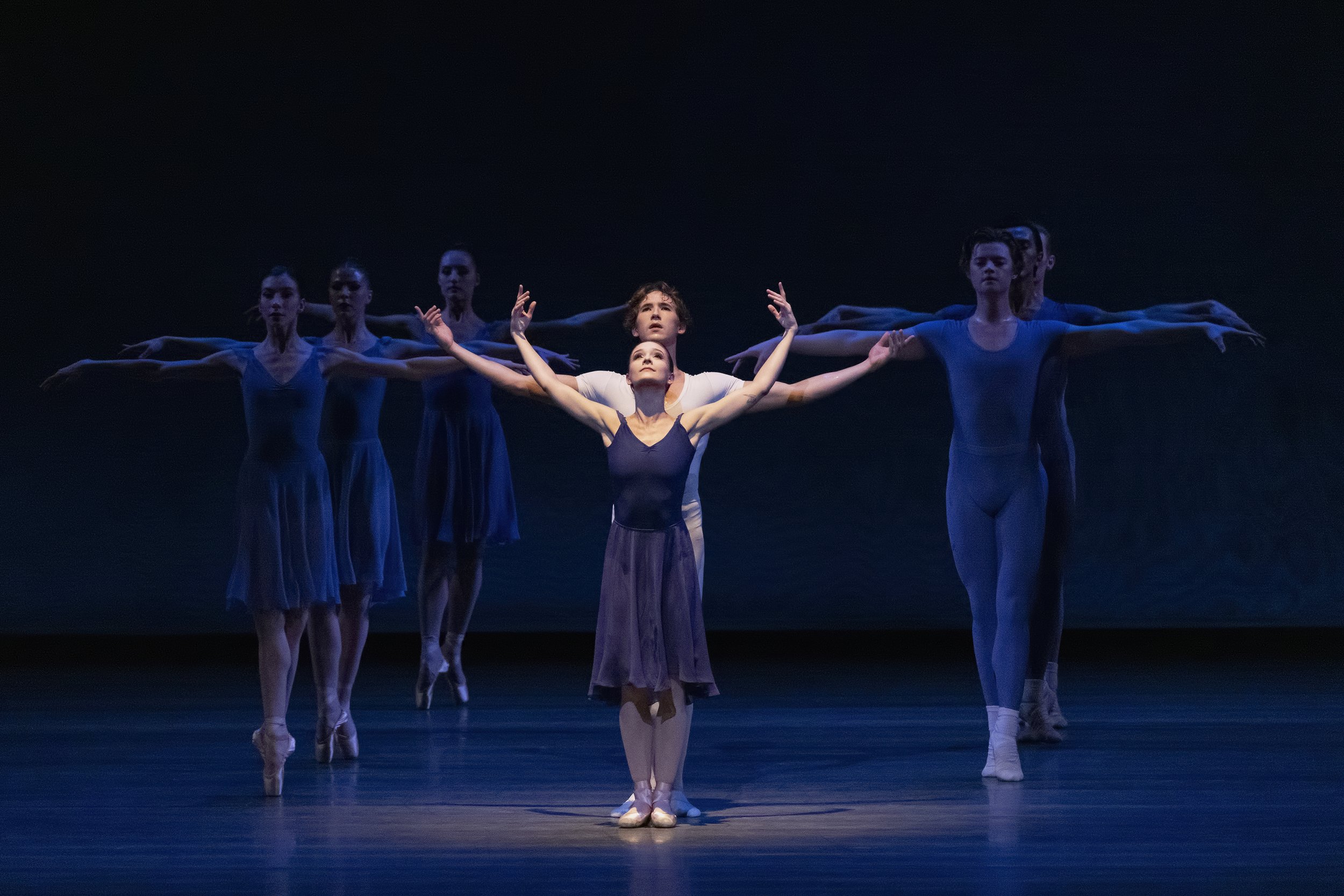 Lauren Lovette, Joseph Gordon and the corps of NYC Ballet from In the Night