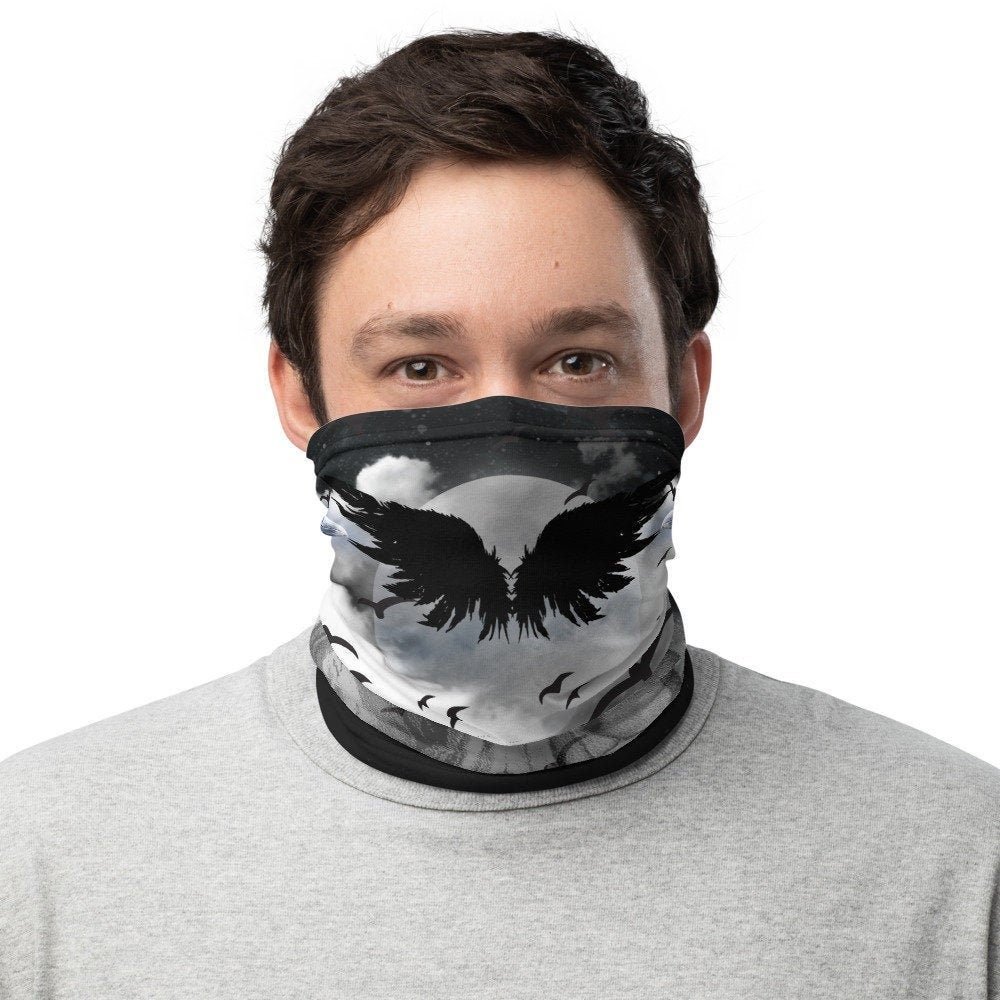 Crow All-Over Print Neck Gaiter l Face Mask l Face Covering l Headband l  Bandana l Balaclava l Neck Warmer — LS Designs
