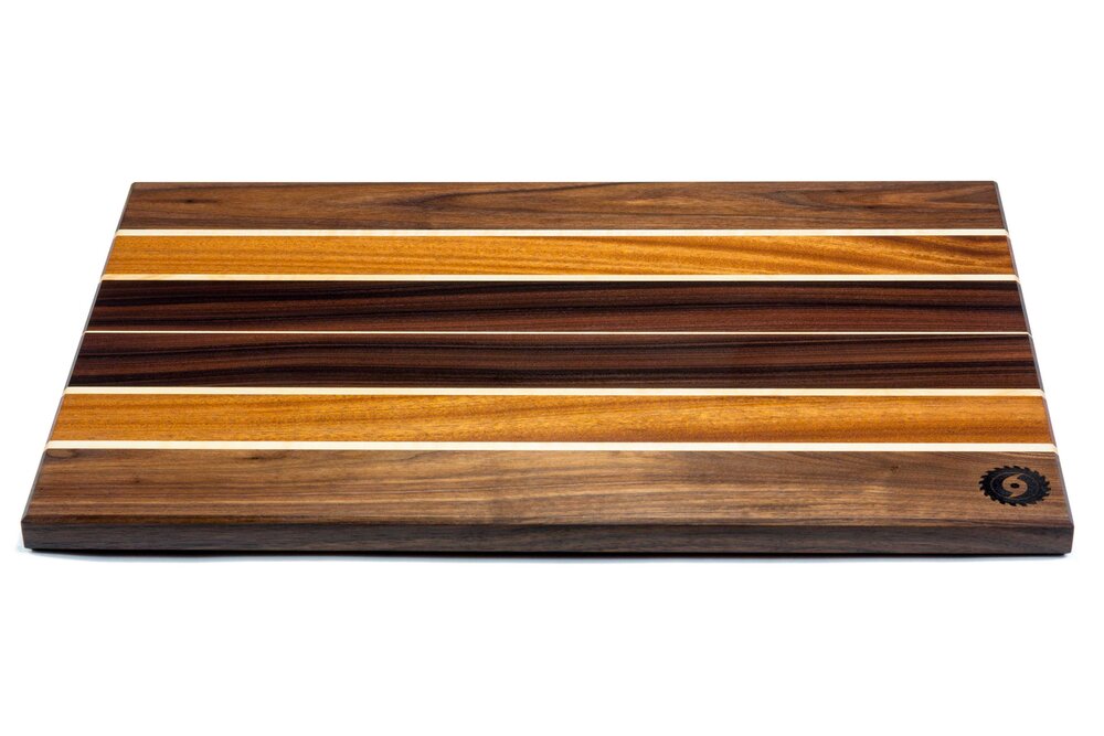 Woodland Series Large Cutting Board with Handle - Sapele, Maple & Waln