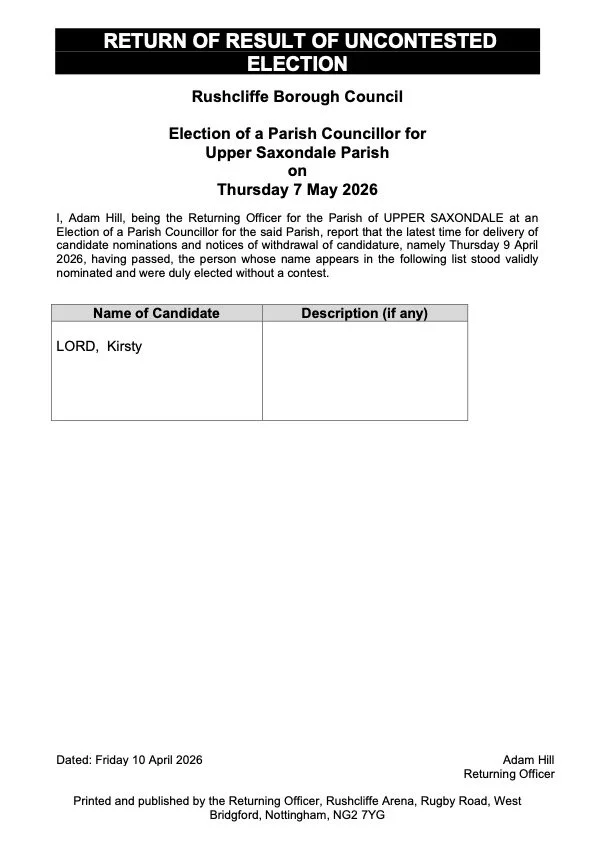 RBC USPC Return of Result of Uncontested Election April 2026