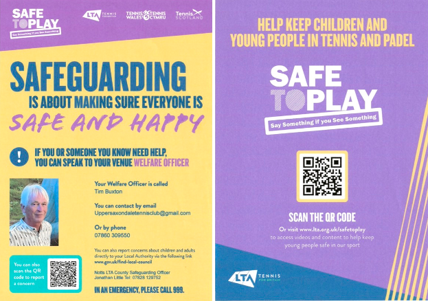 LTA safeguarding & safe to play posters