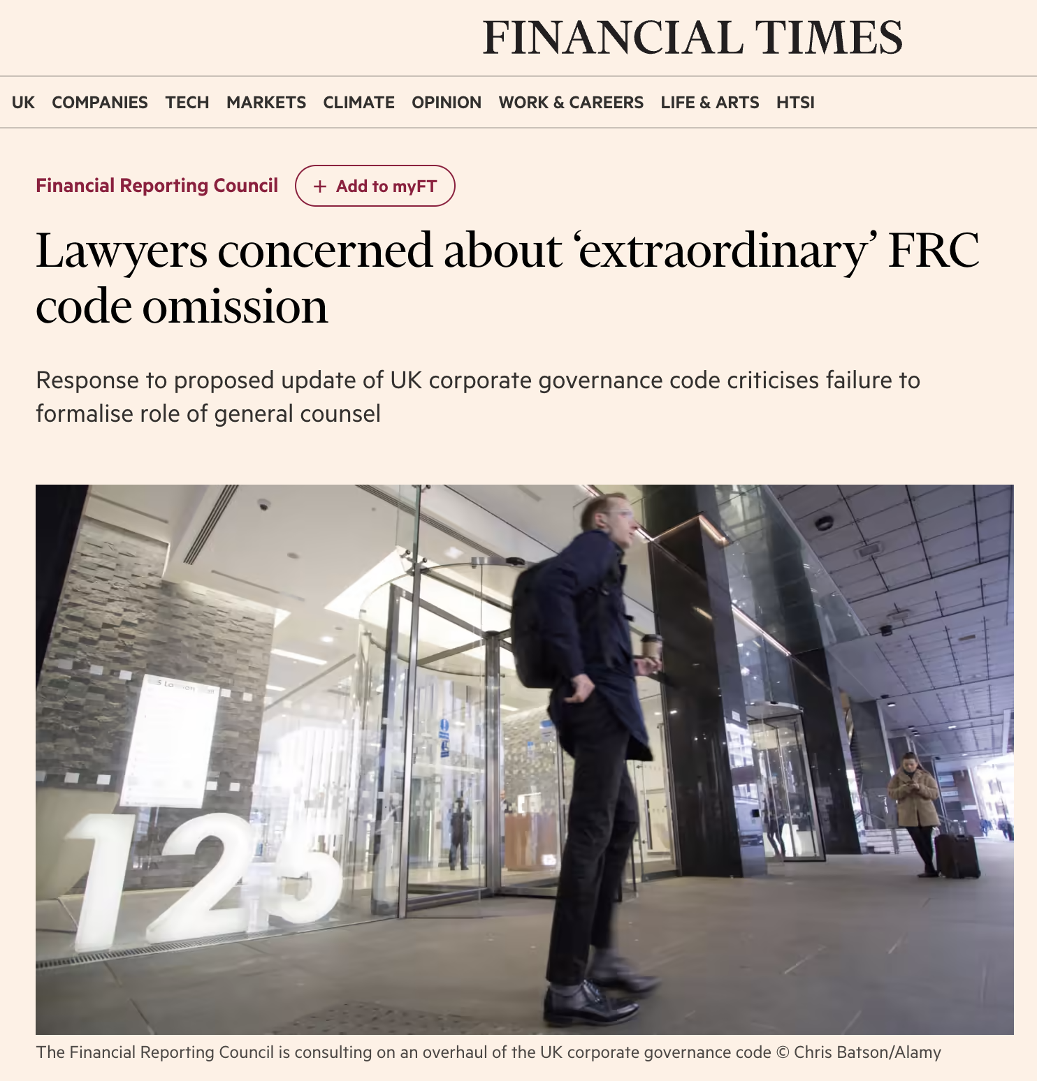 PRESS: Lawyers concerned about ‘extraordinary’ FRC code omission