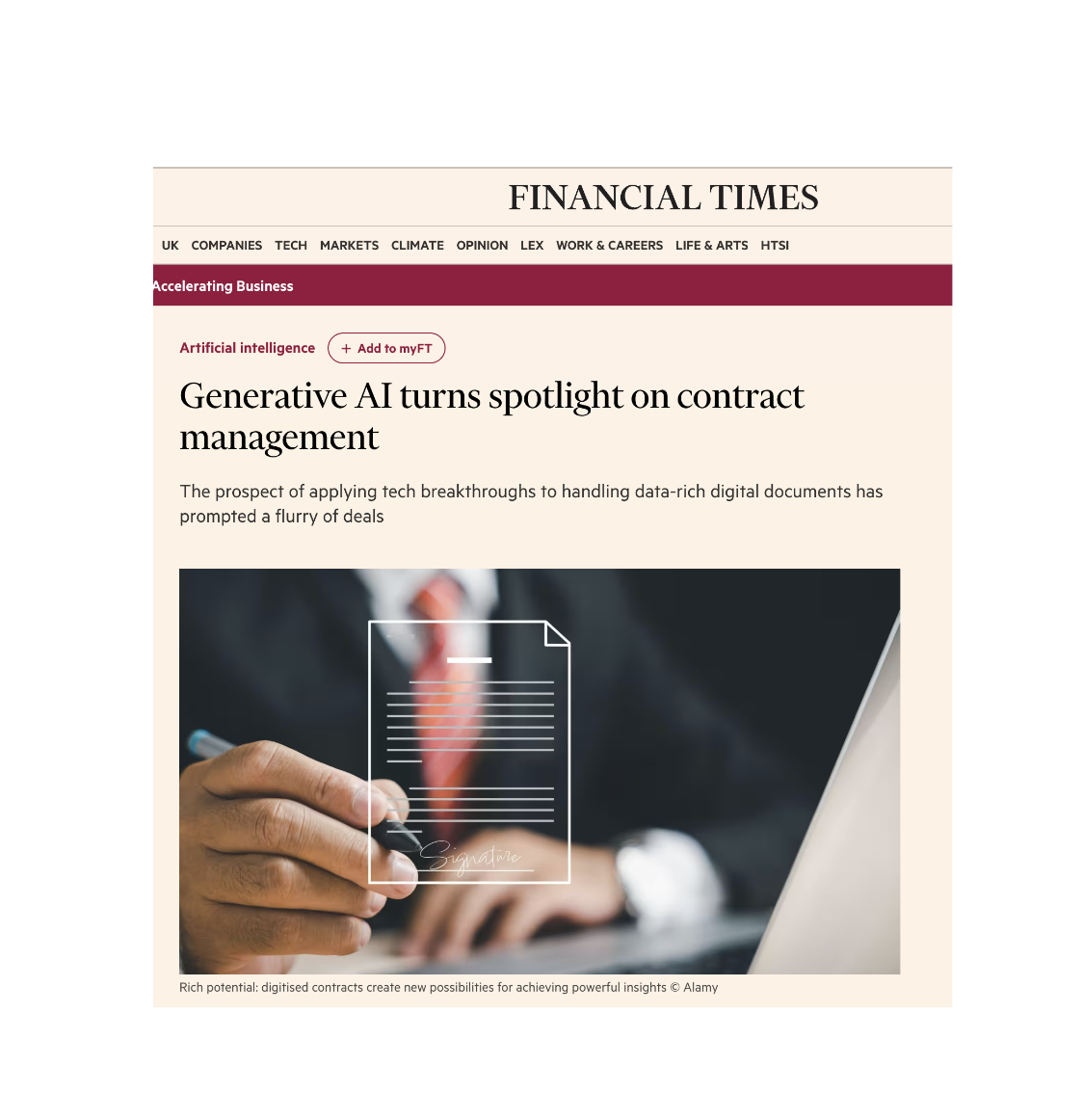 PRESS: Generative AI turns spotlight on contract management