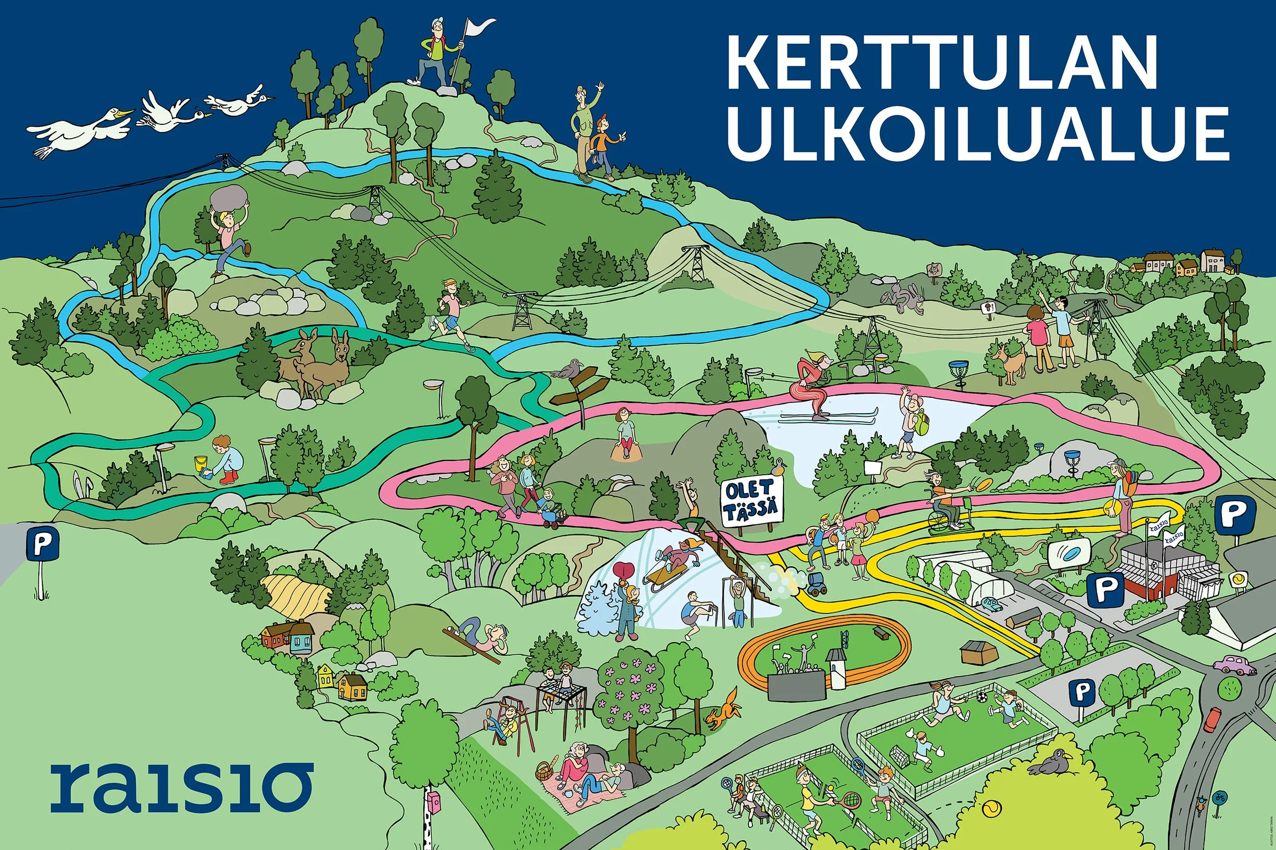 Kerttulan ulkoilualueen kyltti, 2025 Raision kaupunki
