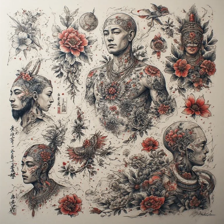 AI brief history of tattoo fantasy tribal diagram