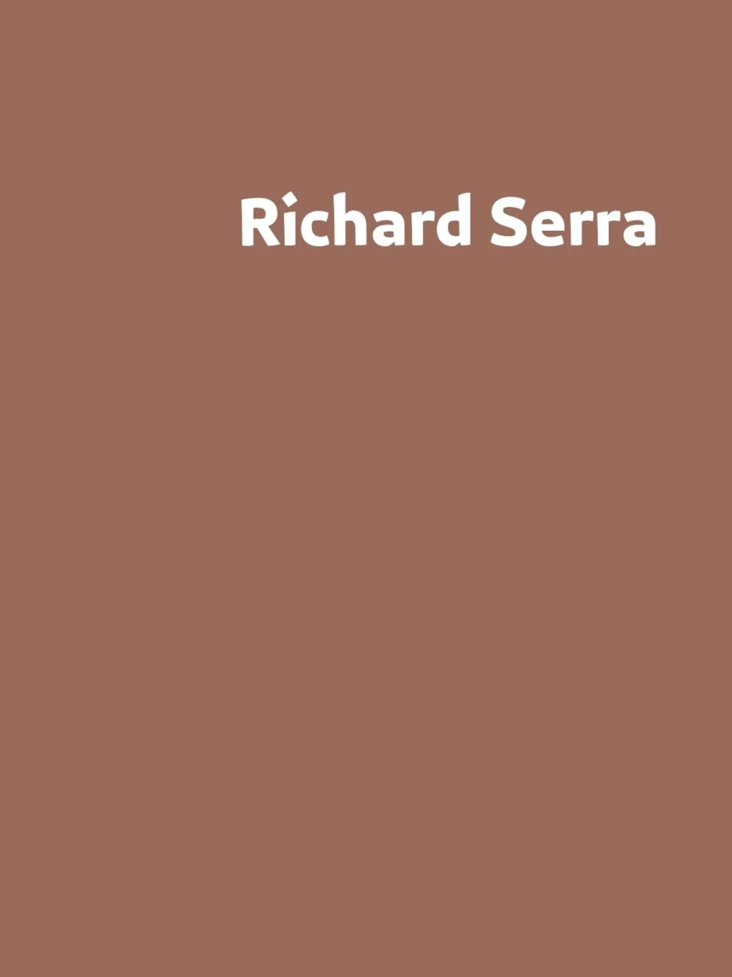 Le sculture di Richard Serra hanno segnato profondamente la mia ricerca.
La loro monumentalit&agrave; non &egrave; mai fine a s&eacute; stessa: &egrave; un&rsquo;esperienza fisica, uno spazio che ti avvolge, ti costringe a muoverti, a sentire il peso