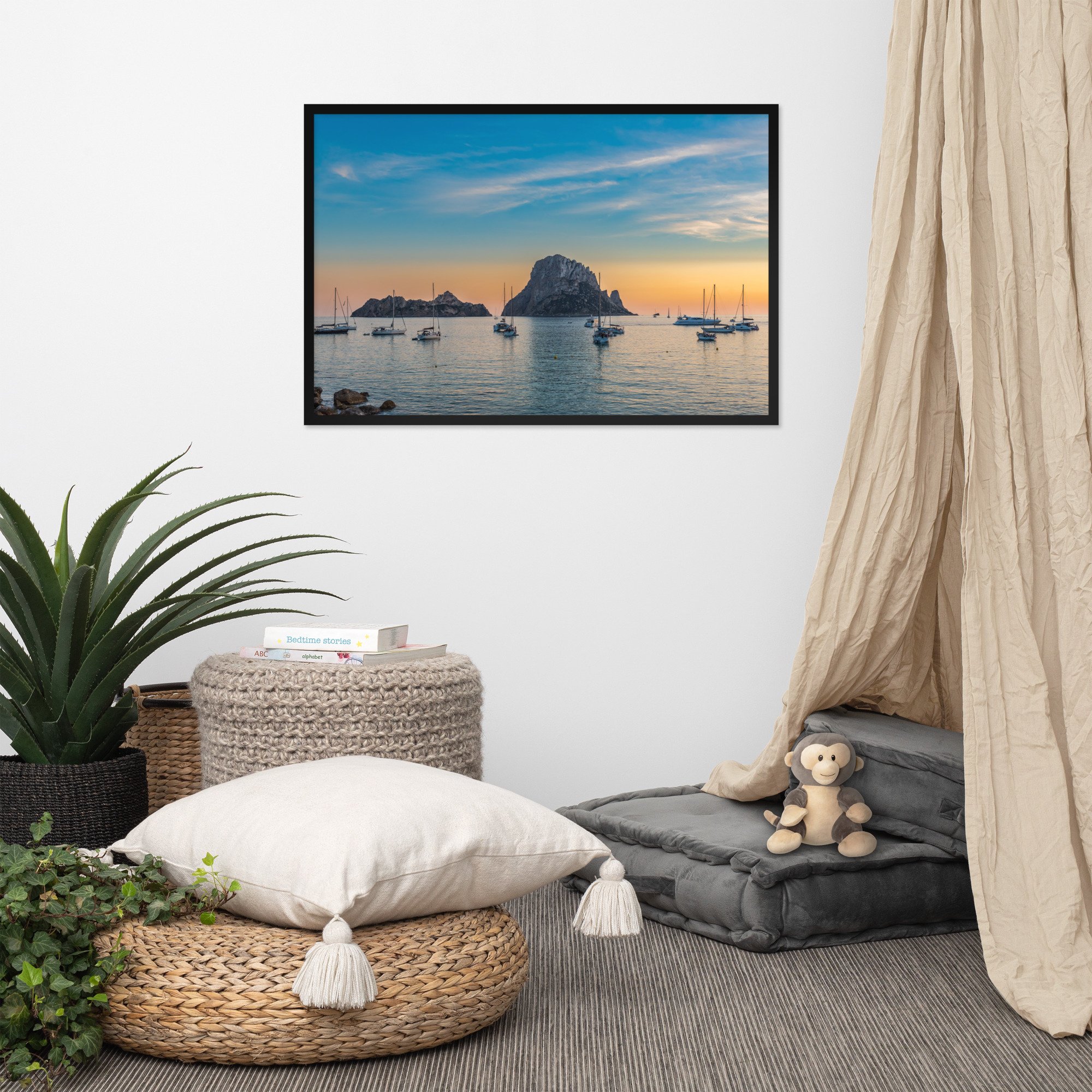 Framed print with Mat - Es Vedra, Cala D'Hort