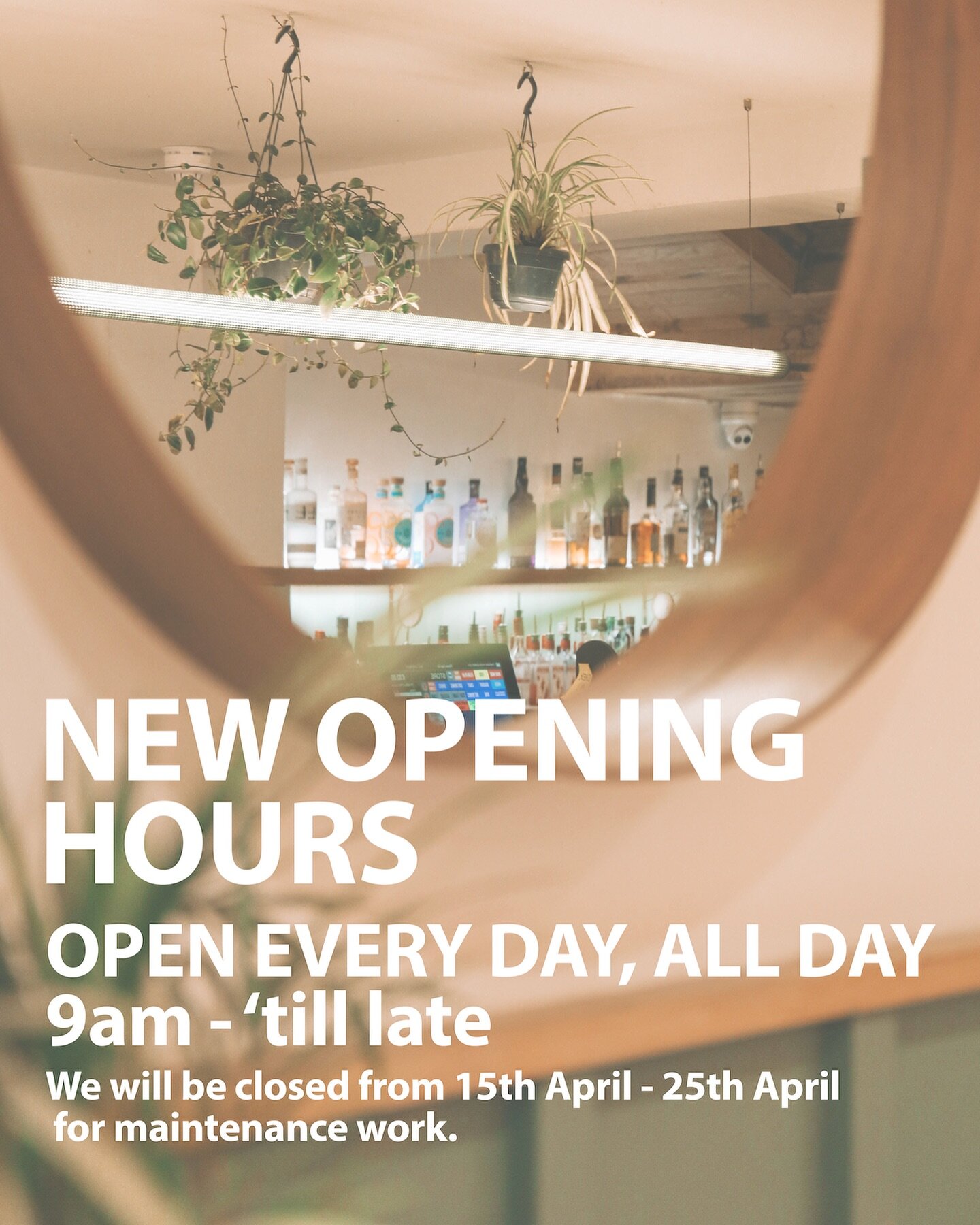 New opening times! 
Summer is nearly here! (Ish) 

We will be closed from the 15th April - 25th April for some maintenance work! 

#openinghours