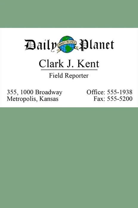 Prop Cards: Clark Kent