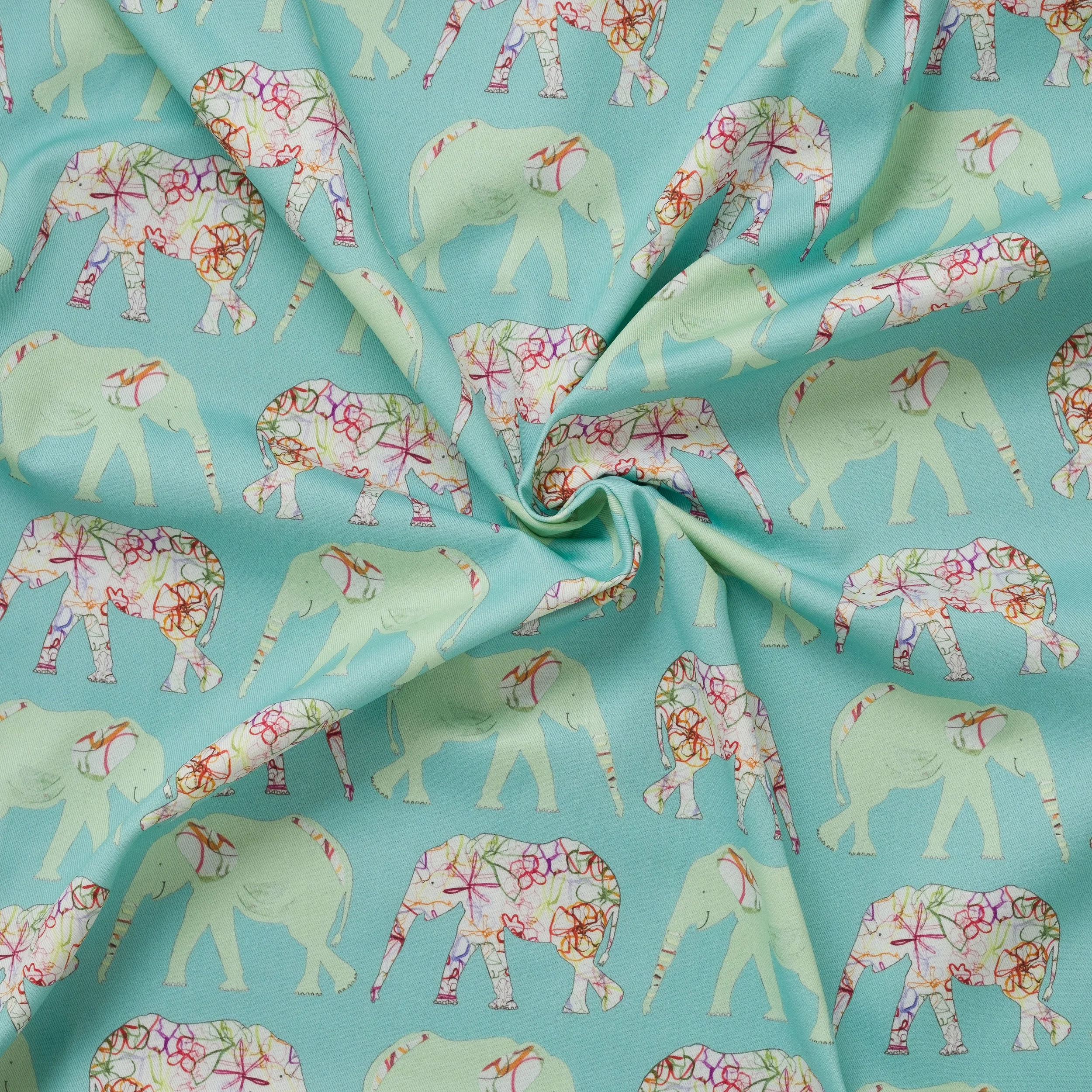 Elephant Fabric (Green background)