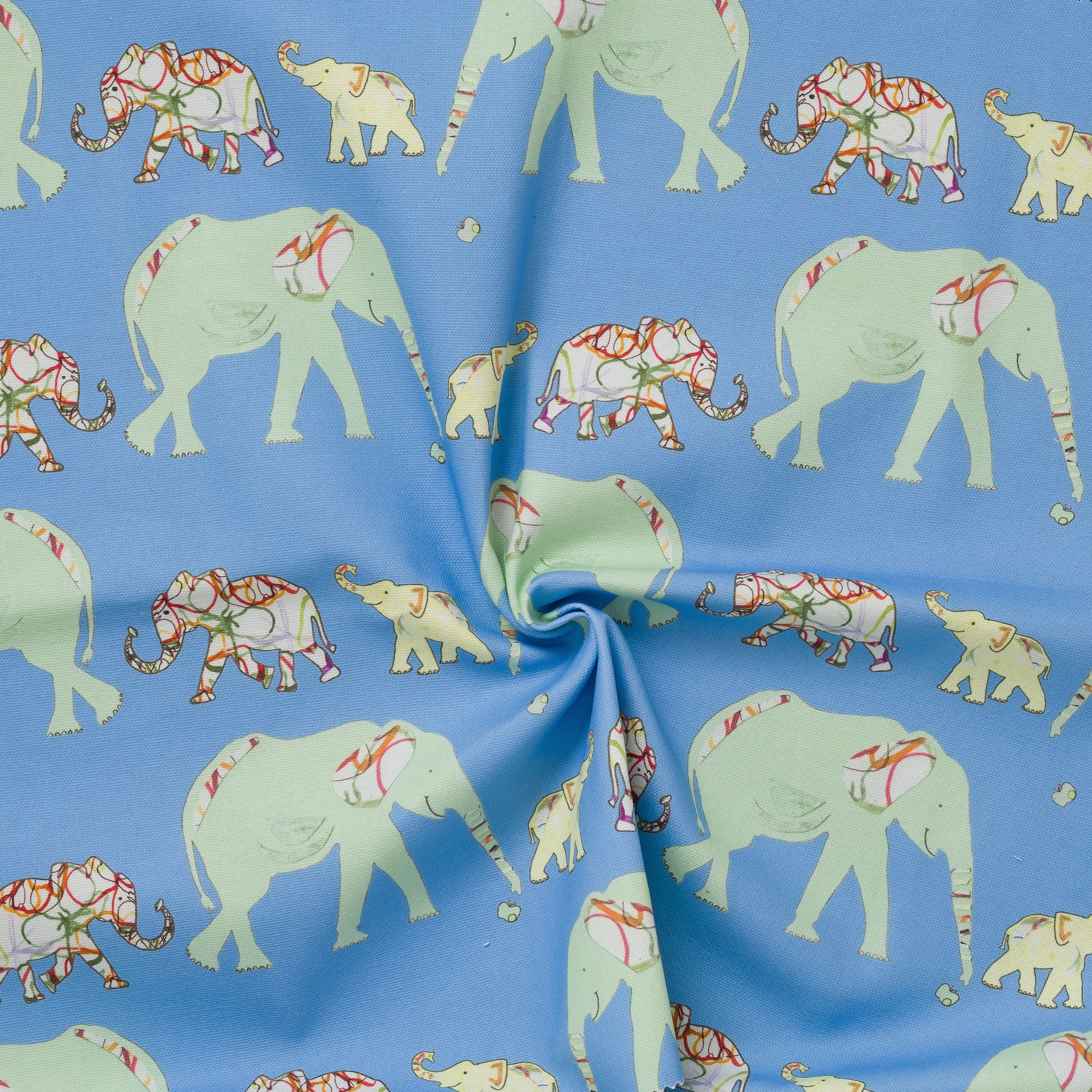 Elephant Fabric (Blue background)