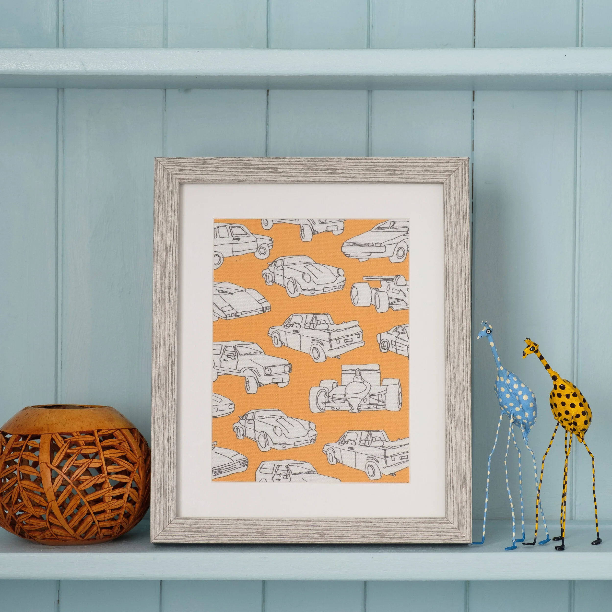 Vintage Cars Fabric Print