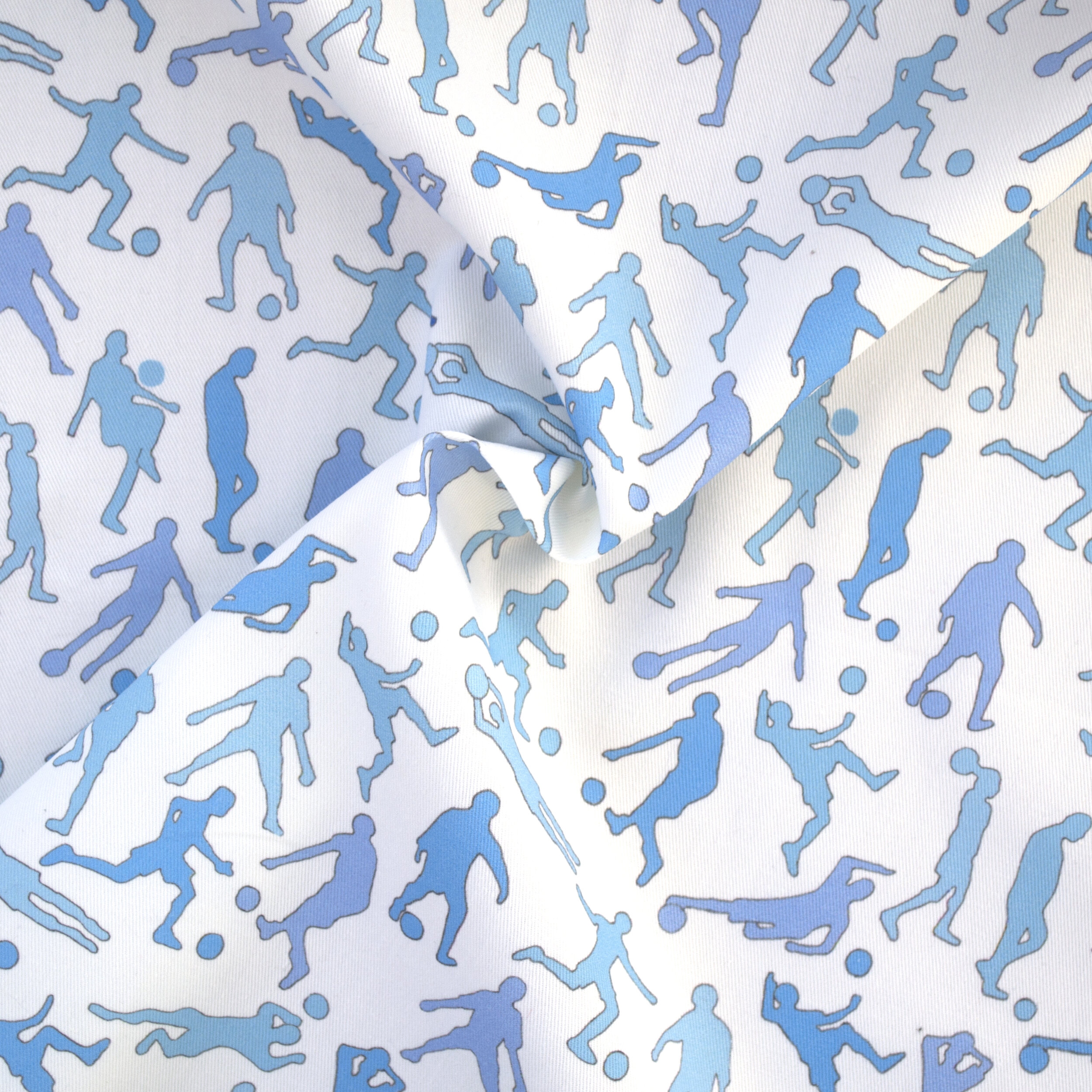 Blue Footballers Fabric