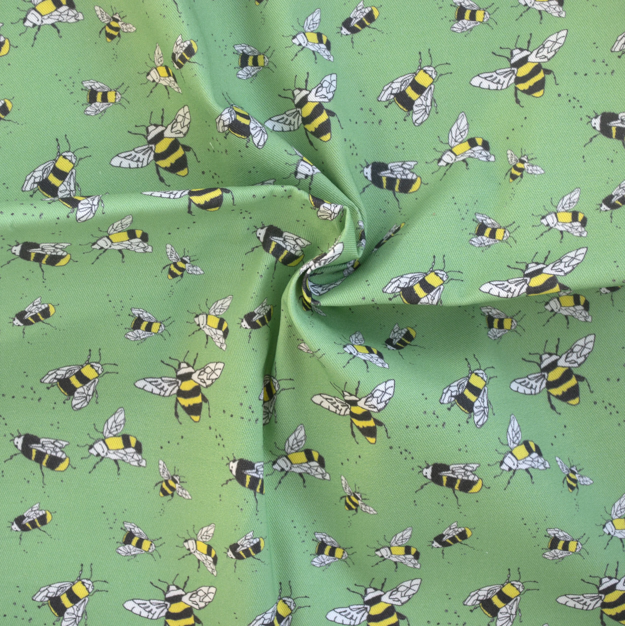 Green Bees Fabric