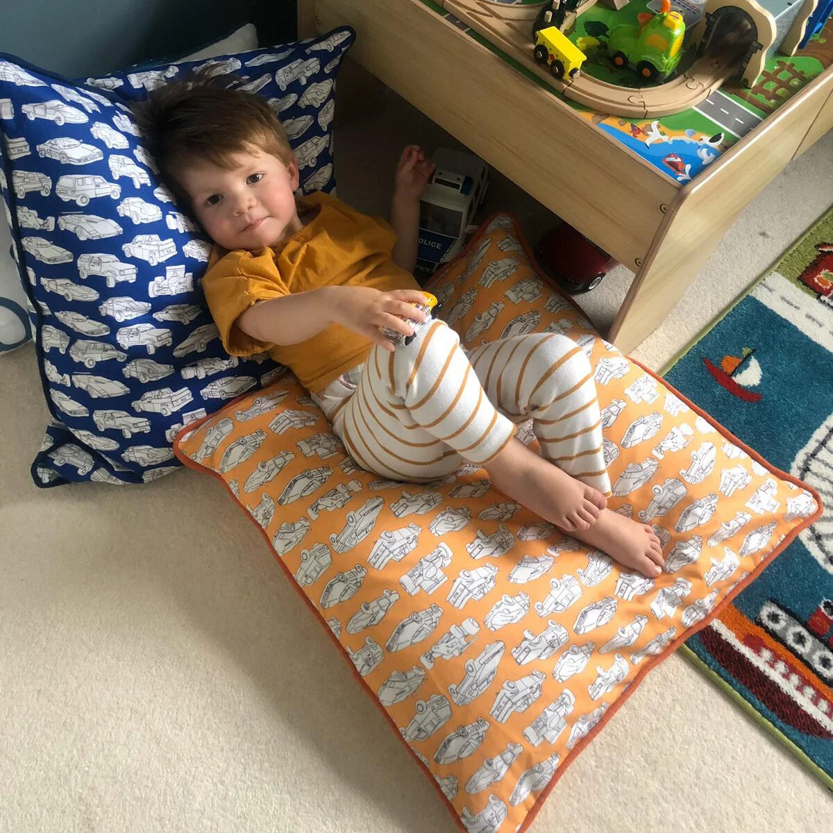 Orange Cars Floor Cushion Cover