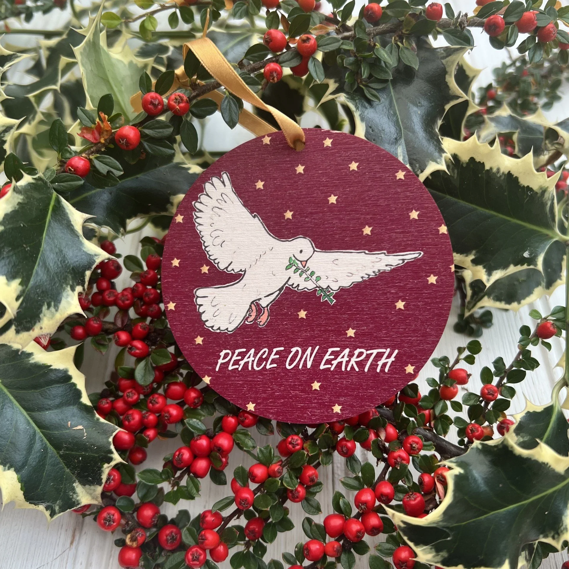 Christmas Peace on Earth Wooden Decoration