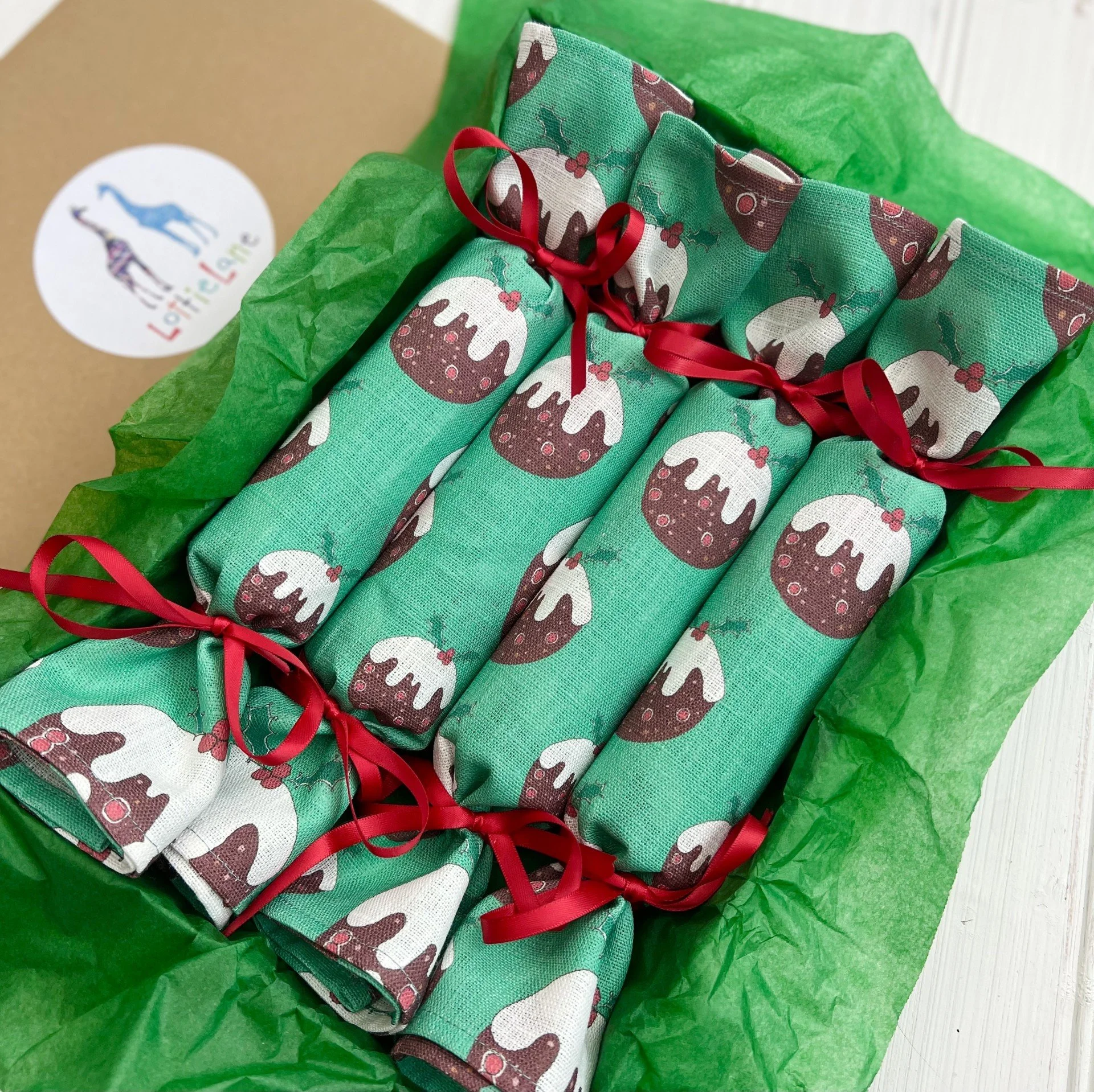 christmas pudding napkin crackers set.jpeg