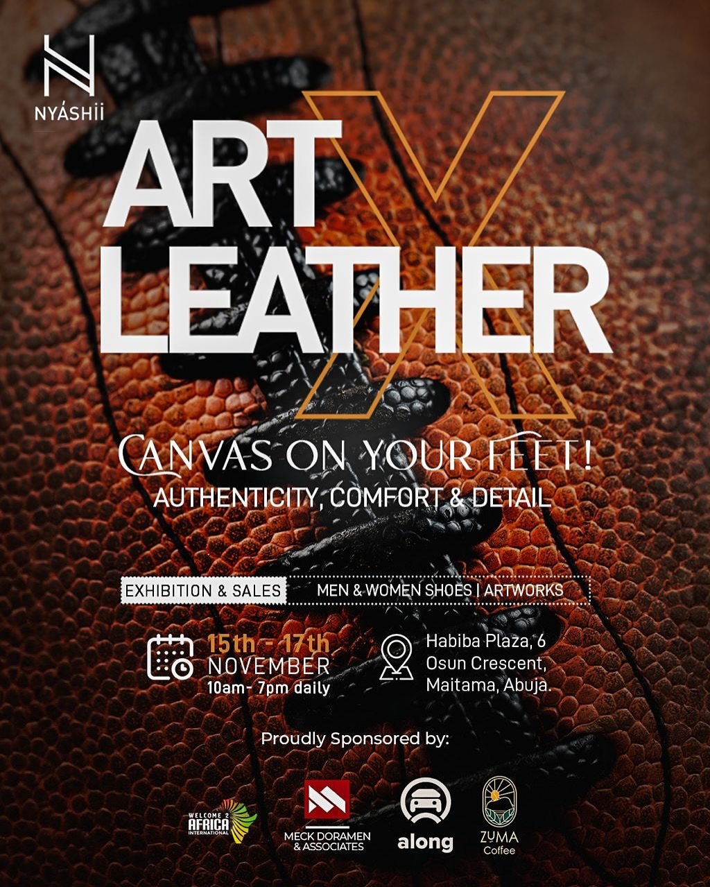 Nyashii Leather is thrilled to invite you to our first-ever pop-up event 😁, where we&rsquo;re blending two worlds: art and footwear. Expect a curated selection of men&rsquo;s and women&rsquo;s shoes designed with authenticity, comfort, and attention