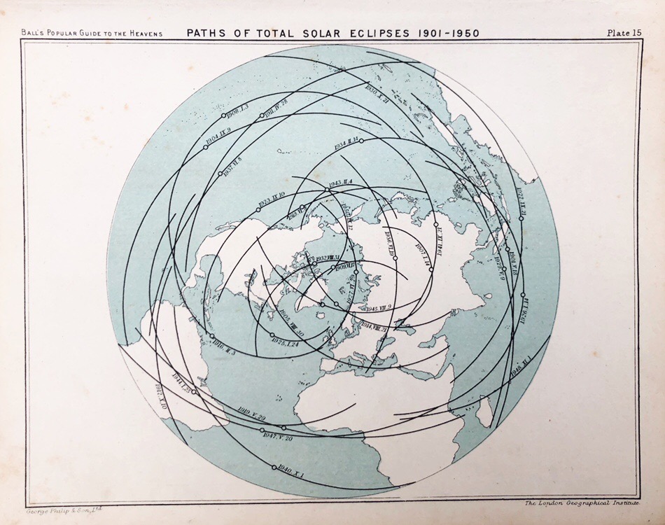 Paths of total Solar Eclipses 1901 - 1950