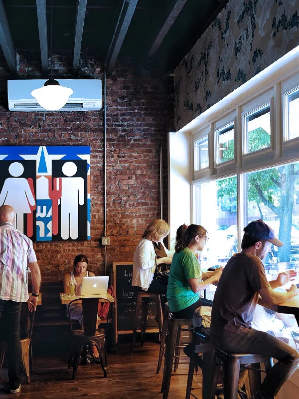 people dining in a cafe