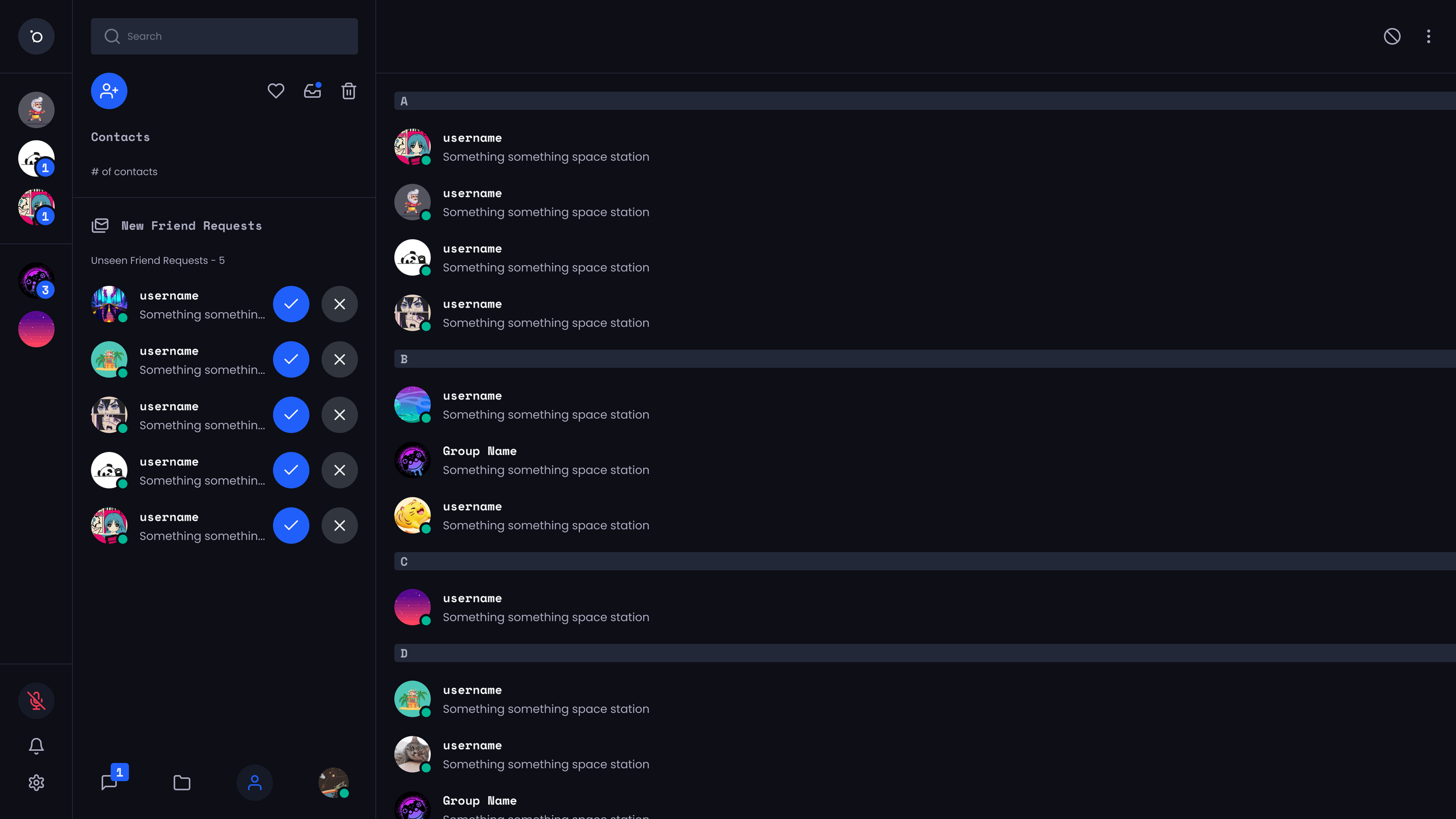 Concept for desktop version of Contacts