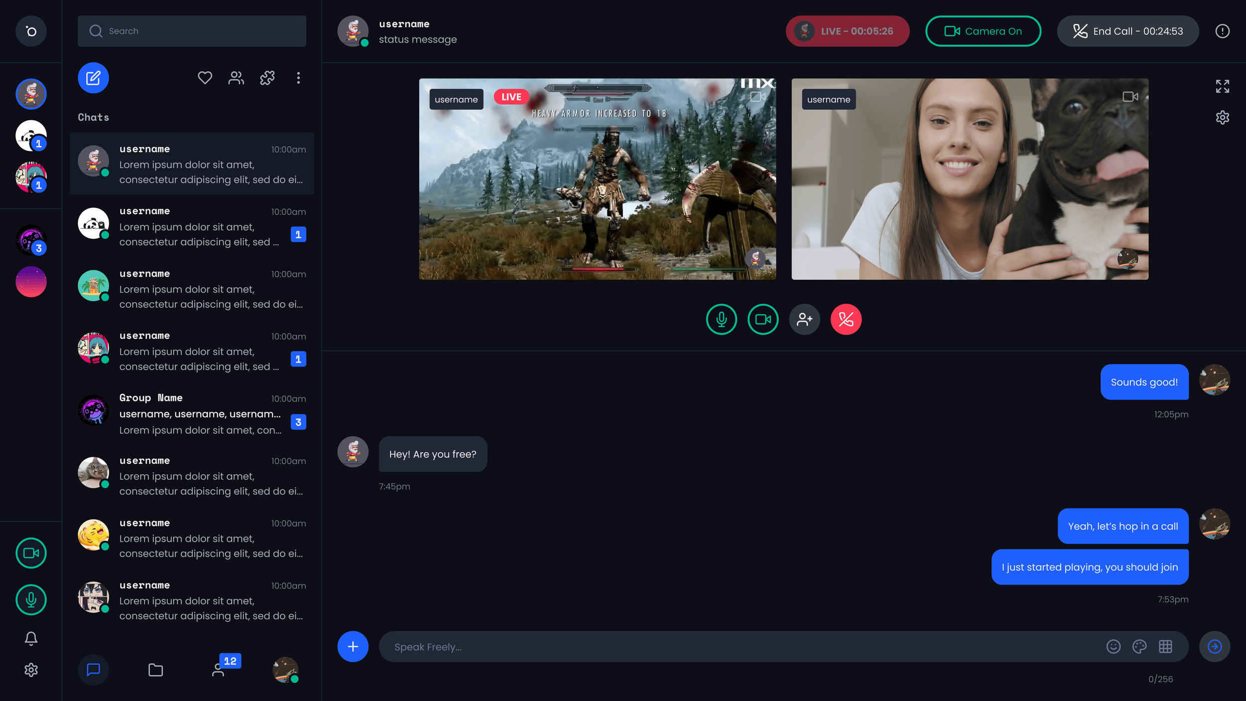 Concept for desktop version of Chats