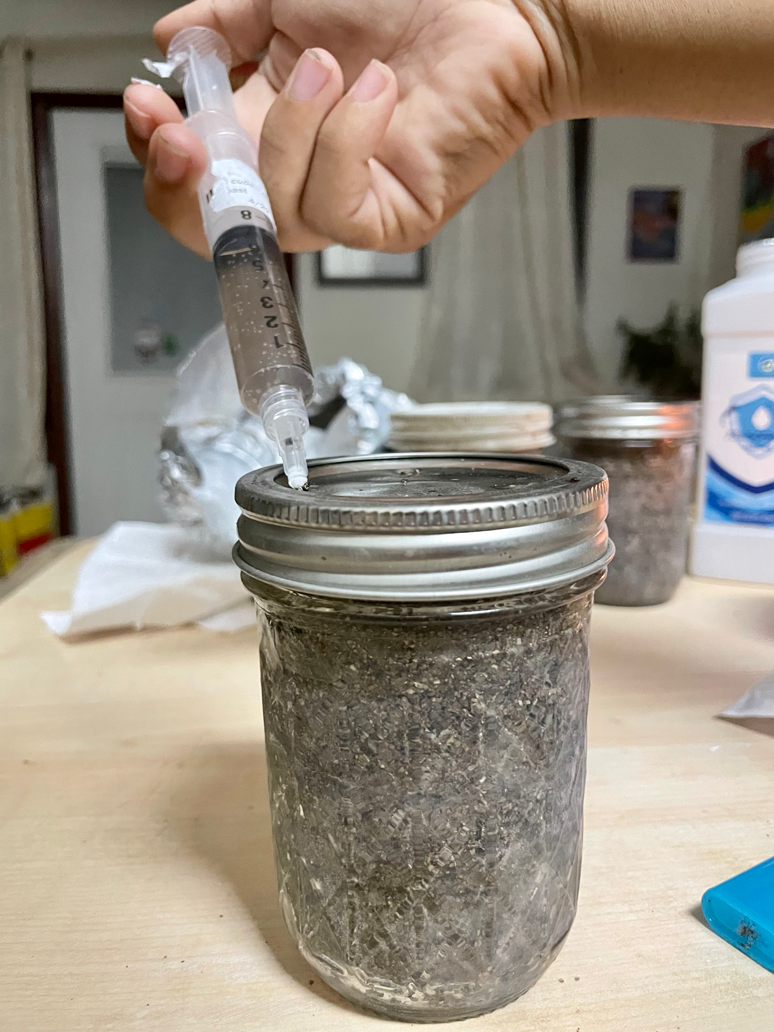 8/28/22 Not the best picture. Make sure your needle tip butts up against the jar wall. It was hard to do one handed in photo.