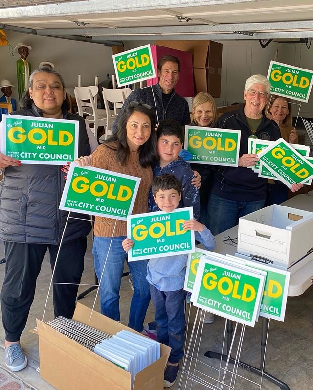 Thank you to all of my supporters who came today to help put lawn signs together (and in record time!) To support my campaign for City Council by putting a lawn sign up at your home, complete the form at goldforbeverlyhills.com/join-team-gold. The li