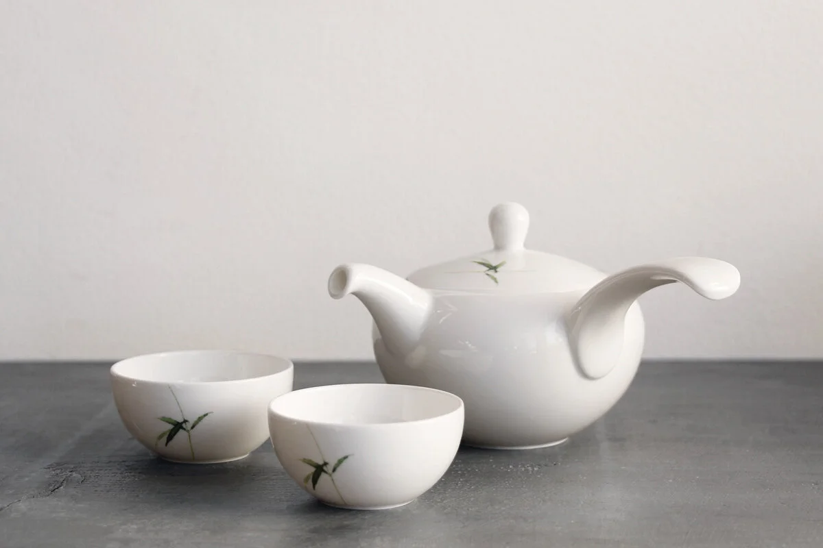 Kyusu Tea Set with Bamboo Leaf pattern