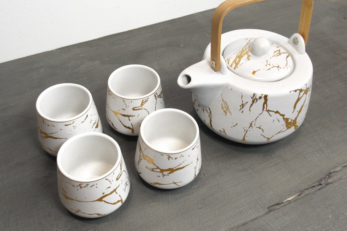 Gold & White Tea Set 5 pcs Arogya Holistic Healing