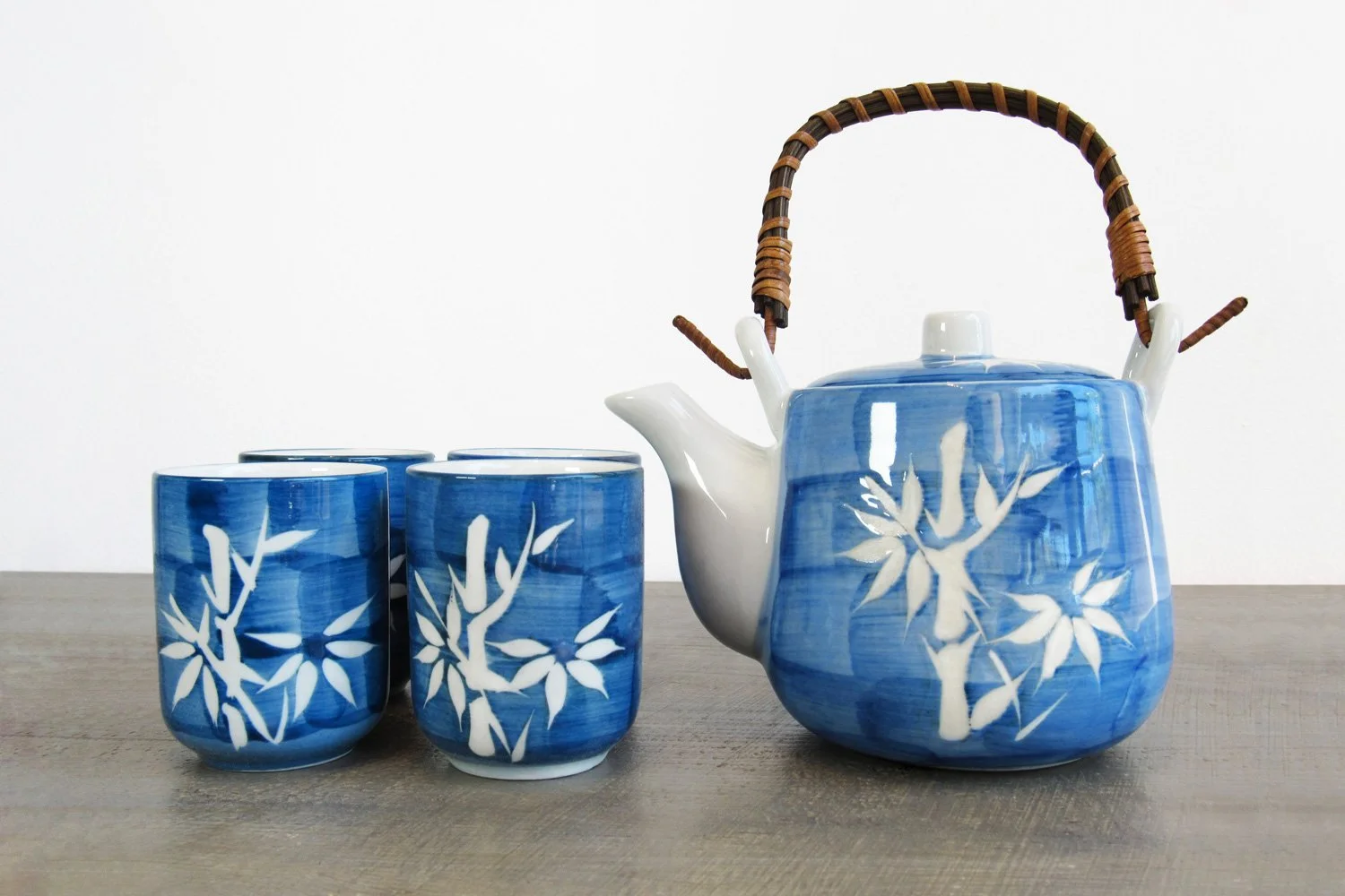 Blue Bamboo Pattern Tea Set (5 pcs)