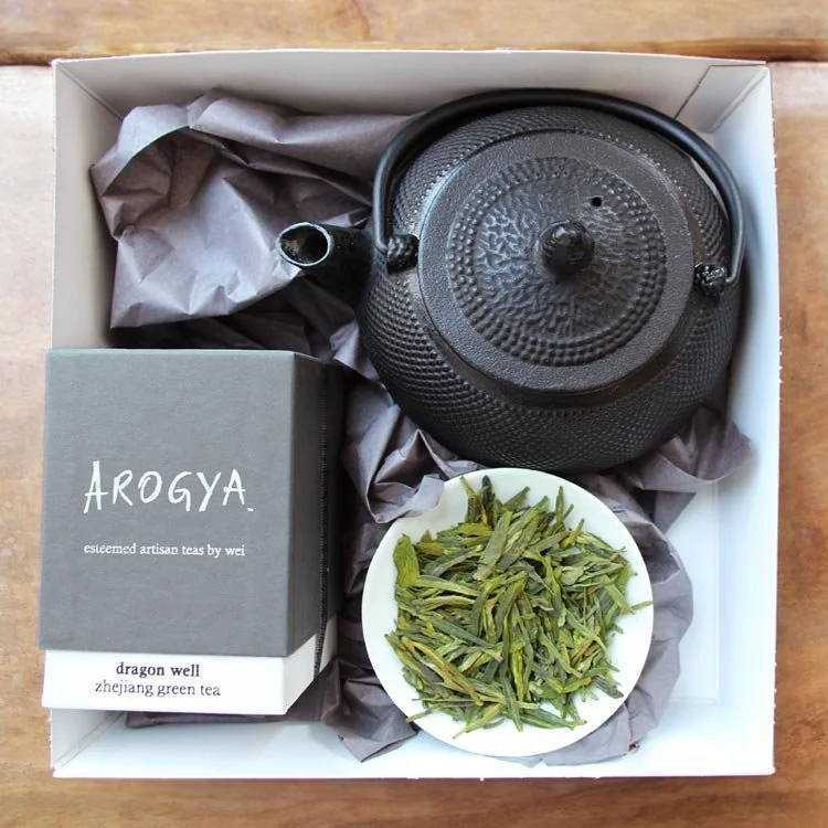 tea gift set with cast iron teapot and loose leaf tea