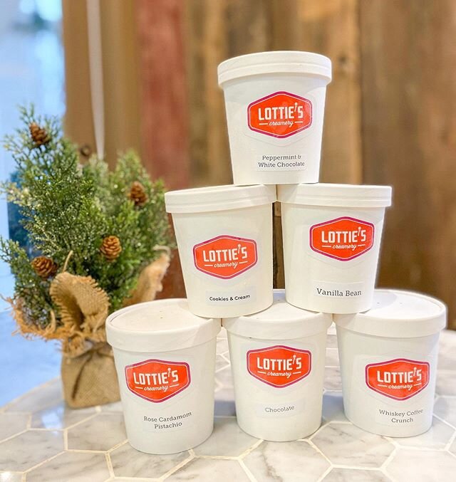 Last minute holiday shopping?! Stop by Lottie&rsquo;s for a pint of your favorite flavor. A holiday dessert table favorite that requires no cooking or baking, just a tummy with room for dessert!! 🎄  #LottiesCreamery