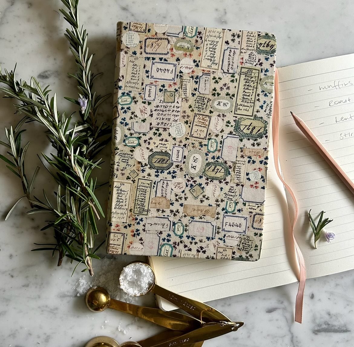 Be quick! Catch the very last of our popular Liberty fabric covered notebooks before we sell out - This is our Liberty Voyages&rsquo; notebook she makes such lovely kitchen companion for recipes, meal planning &amp; shopping lists&hellip;. Clementine