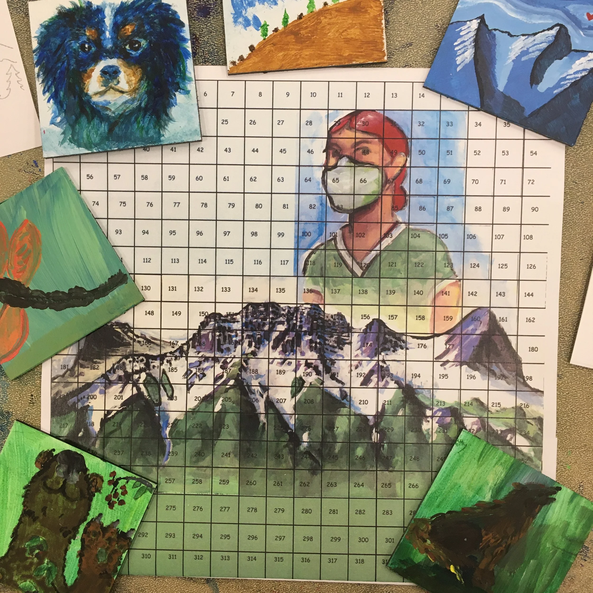   Mural Mosaic’s  rendering of my sketch to include numbered tiles and colour blocking. 