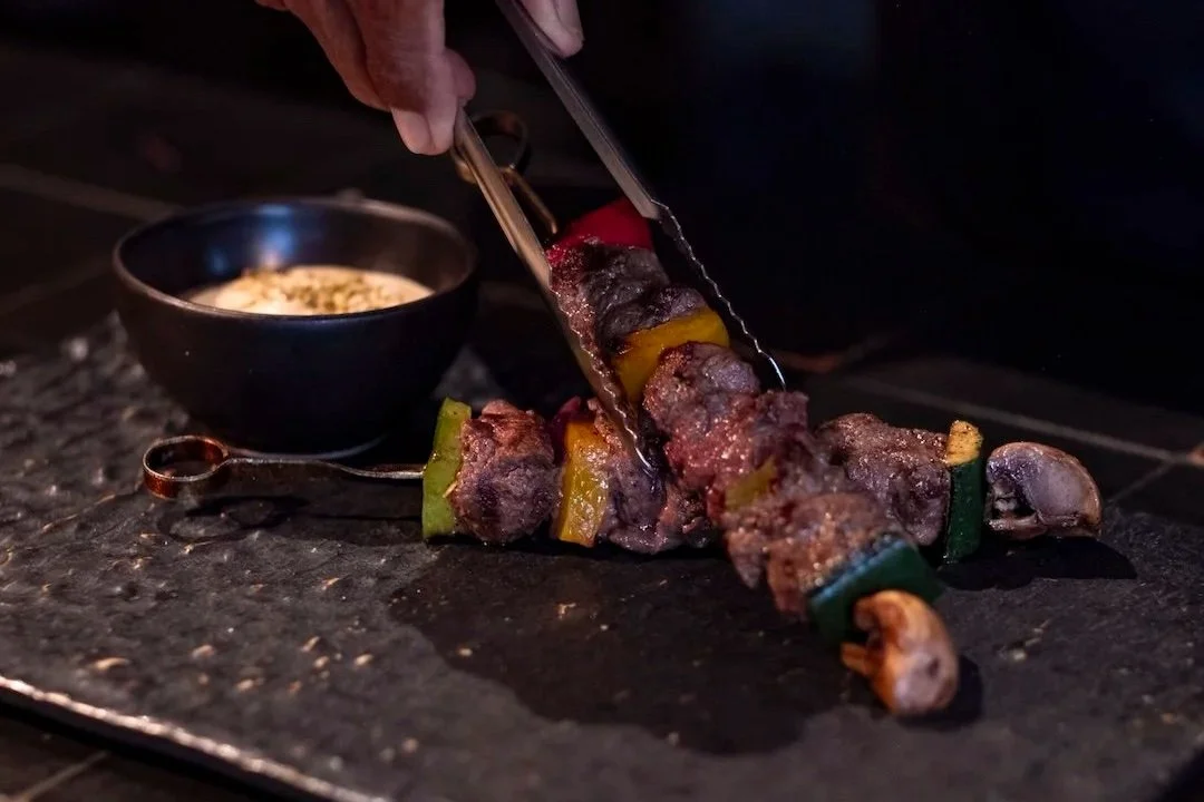 za'atar beef skewers at embers mediterranean restaurant