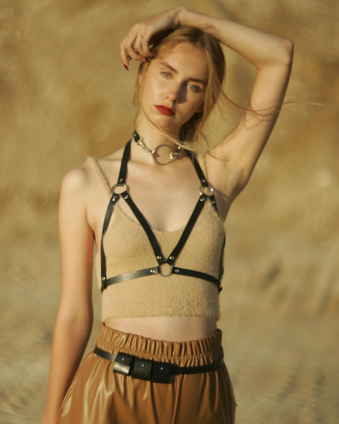 Date night 🧡 Ida Tau Harness One, Choker Three &amp; Belt Three #idatau #idataugirls #sustainabledesign #estoniandesign #minimalistaccessories