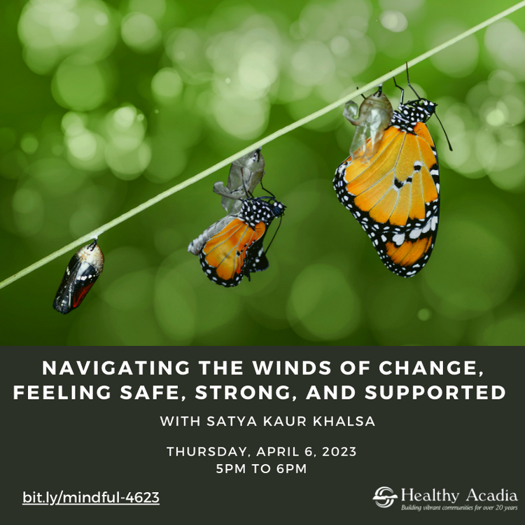 Healthy Acadia to offer “Navigating the Winds of Change, Feeling Safe, Strong, and Supported” with special guest Satya Kaur Khalsa