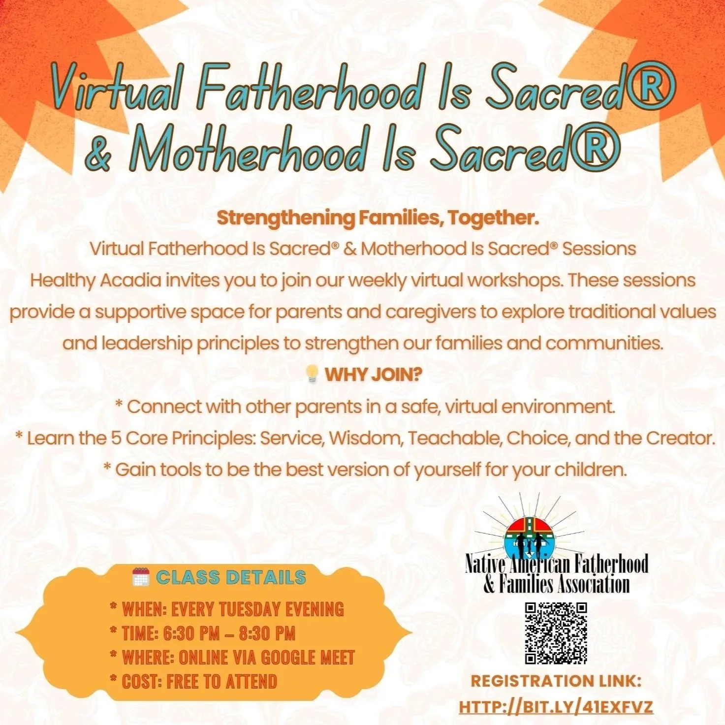 Virtual Fatherhood Is Sacred® &amp; Motherhood Is Sacred® sessions offered