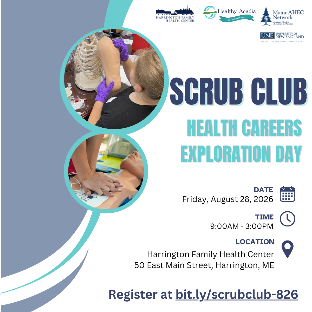 Eastern Maine AHEC and Harrington Family Health Center to Host Scrub Club Career Exploration Day