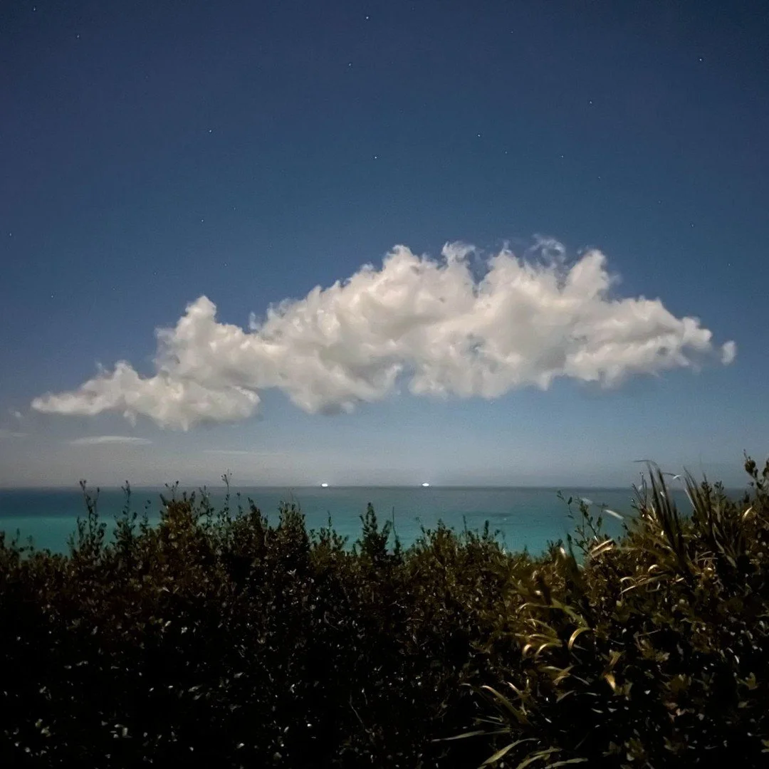 Mitternachstwolke und zwei Schiffe am Horizont. Gestern Nacht im Licht des beinahe vollen Mondes. 
🌖
