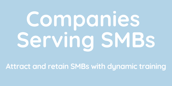 Light blue icon with words companies serving SMBs in white on it