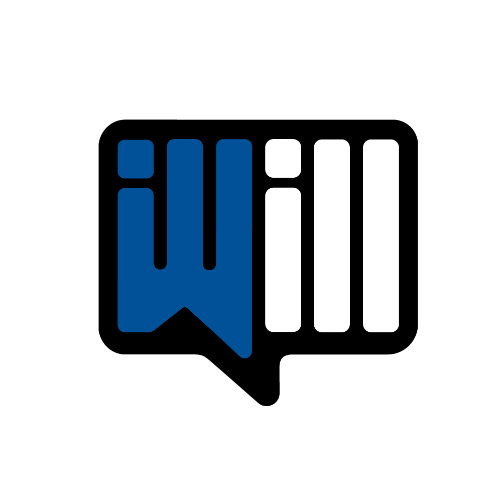 Book logo with blue and white stylized books forming a flag shape on a black background.